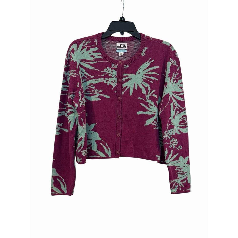 Future Collective Gabriella Karefa-Johnson Purple Teal Button Cardigan Women’s L